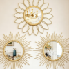 Sunburst Metal Mirrors — 3-Piece Gold Set