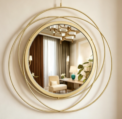 Round Iron Art Mirrors — 3-Piece Gold Wall Set