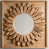Sunburst Solid Wood Mirror — Rustic Carbonized Black Finish