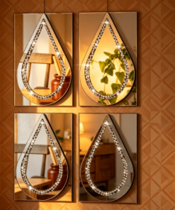 Teardrop "Diamond-Cut" Silver Mirrors — 4-Piece Set