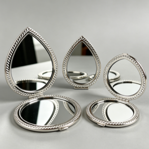 Teardrop "Diamond-Cut" Silver Mirrors — 4-Piece Set