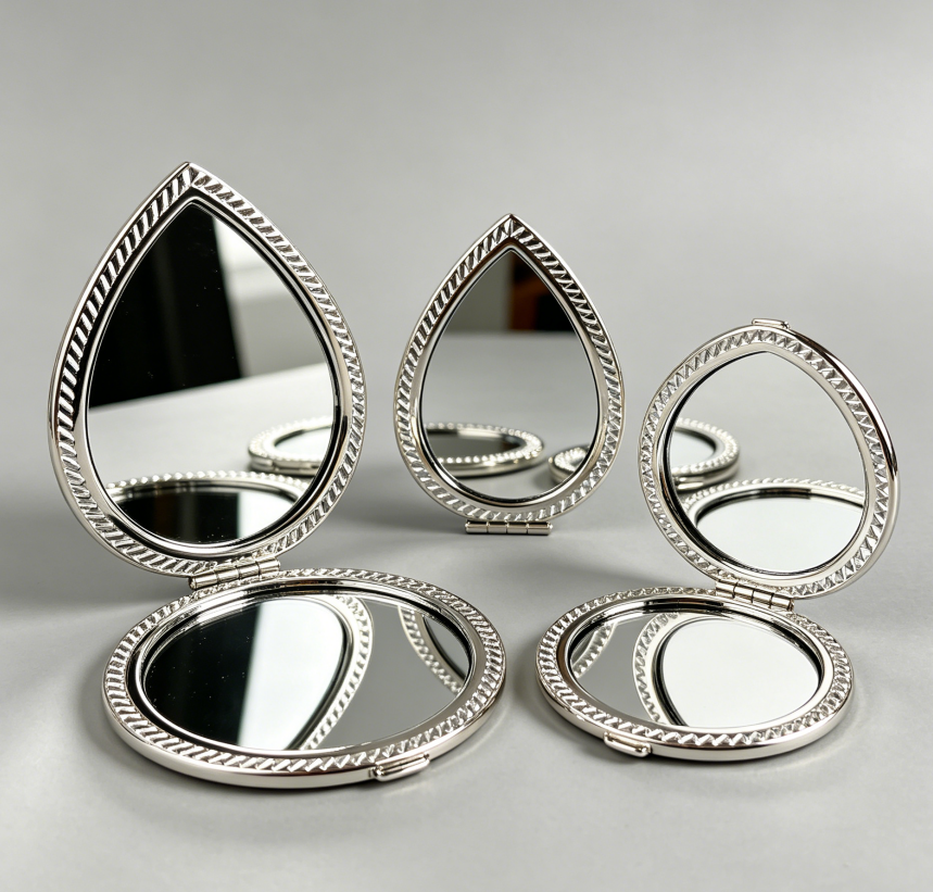 Teardrop "Diamond-Cut" Silver Mirrors — 4-Piece Set